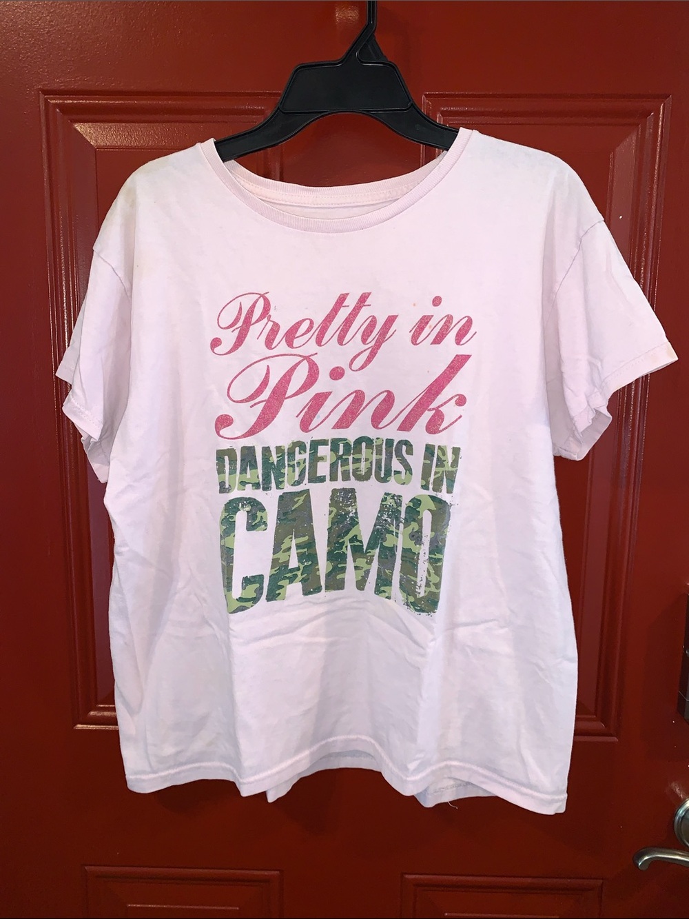 Pretty in Pink "Dangerous in Camo" Graphic Tee - Pink & Green